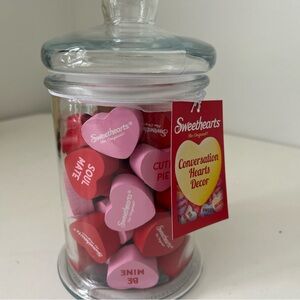 Sweethearts Conversation Wooden Hearts Decor in Glass Jar